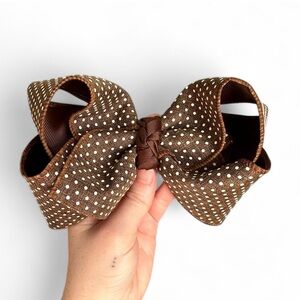 Brown Polka Dot smocked bow